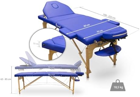 Elite Folding Wooden Massage Table, Pink, 194 x 70 cm, Leatherette, Portable, Folding Backrest, Removable Head, Face Hole, Adjustable Height, Up to 150 kg
