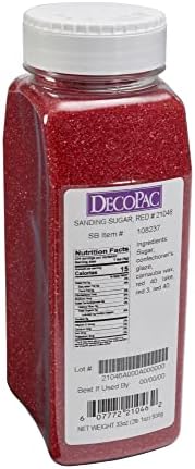 DecoPac Sanding Sugar | Red Edible Sugar Sprinkles | 33oz | Edible Sanding Sugar in Handheld Container | Made In USA | Sugar Sprinkle Mix For Cakes, Cupcakes, Cookies, Extra Large Pack | 33 Ounce - Red