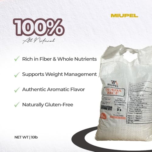 Premium Ofada Rice (10 Lbs) – 100% Organic Brown Rice | Authentic Nigerian Whole Grains, Perfect for Stews & African Dishes | Raw, Unrefined, Unprocessed and Unpolished For Soothing Satisfaction