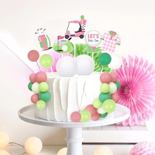 Cheereveal Golf Cake Decorations for Girls - Golf Ball Theme Cake Cupcake Figures Toppers Ball Dessert Picks, Sports Theme Birthday Baby Shower Party Photo Props