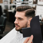3pcs Barber Enhancement Cards with Measurement Indicators, 3 Shapes Hairline Shaping Tool Black Beard Guide Template Reusable Color Spray Edge Hair Line Up Tools for Men Barber Accessories