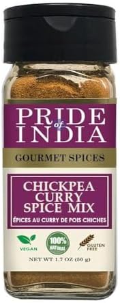 Pride of India | Chickpea Curry Masala Seasoning – 1.7 oz Small Dual Sifter Bottle | Authentic Indian Chana Masala Curry Powder | Authentic Indian Chole Curry Spice