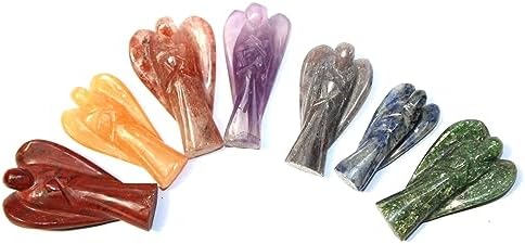 Jet 7 Chakra Agate Angels Set -Reiki Healing - Meditation- 7 Chakra Gifts - Healing Agate Crystals Angels Holistic Balancing Polished Agate Stones Set of 7 - Reiki - Metaphysical - Crafting