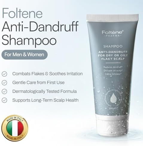 Foltene Anti Dandruff Shampoo for Men & Women – Dry Scalp Shampoo for Itchy & Oily Scalp – Dandruff Treatment with Piroctone Olamine & Salicylic Acid – Sulfate-Free formula – 6.76 fl oz