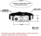 Personalized Stainless Steel Silicone Medical Alert Bracelets for Allergies Food Allergy Awareness Sport Wristband for Kids Adult Emergency Allergic ID Jewelry,Customized