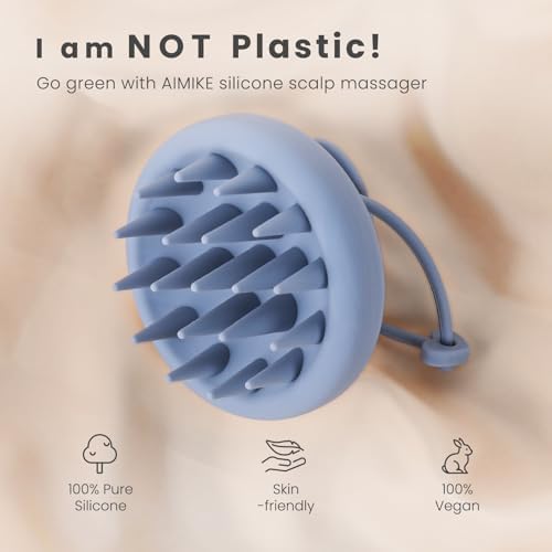 AIMIKE Scalp Massager Shampoo Brush, Soft Silicone Hair Scrubber for Washing Hair, Dandruff Removal & Hair Growth Stimulator, Scalp Brush/Exfoliator Brush On Dry & Wet Scalp