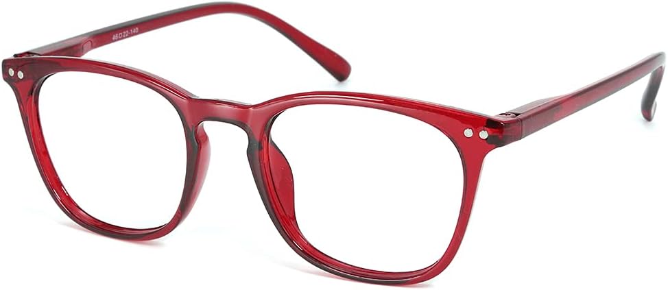 JiSoo Reading Glasses Women 1.25 Stylish Designer Readers 1.25, Womens Reading Glasses 1.25+ with Spring Hinge, Red