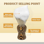 KIKC Hand Crafted Pure Badger Shaving Brush for Wet Shave, Soft Bristle, Art Annual Ring Wood Handle, Best Gift for Bearded Man