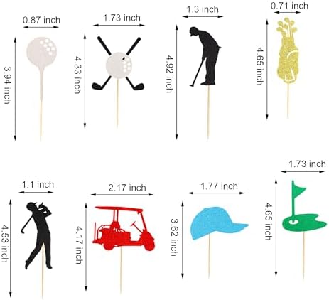 24Pcs Golf Cupcake Toppers Golf Ball Birthday Party Decorations for Girls Boys Golf Player Cake Decorations Golf Baby Shower Party Supplies for Men Women