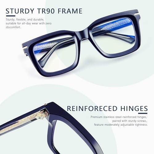 Blue Light Blocking Glasses for Women Men, Square Thick Frame Anti Eyestrain & UV Glare JF6218