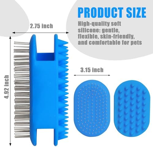 Upgraded Double-Sided Dog Grooming Brush, Silicone Pet Bath Brush for Long Short Haired Dogs and Cats, Dog Shampoo Brush for Shower, Massage, 3-in-1 Hair Removal Comb for Shedding & Deshedding