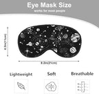 Space Galaxy Sleep Eye Mask Universe Star Moon Planets Constellation Black Silk Eye Mask Sleeping Soft for Men Women Boy Girl Airplane Travel with Elastic Strap