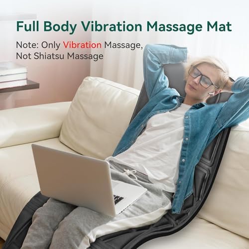 Full Body Massage Mat Pad for Bed, Massage Chair Pad with 10 Vibration Motors & 5 Massage Modes, Vibrating Heating Massage Mattress Pad for Back,Massager with Auto Shut Off, Gift for Men Women