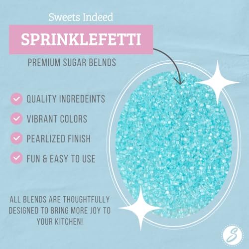 Sweets Indeed Blue Sugar Sprinkles, Edible Baby Blue Sugar Crystals, Perfect for Cake Decorations, Baking, Ice Cream, Cookies, Cupcake Topper (Baby Blue Sugar)