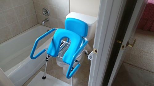 Platinum Health GentleBoost Uplift Raised Toilet Seat with Handles, Padded Bedside Commode Chair for Toilet, Elderly,Handicap Assistance Products, Elevevated, Adjustable with Arms, for Seniors (Blue)