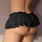 Sissy Lace Panties Men's Ruffled Panties Thongs Mini Skirt Thongs Gay Lingerie (Color : Pink, Size : 1pc) One Size