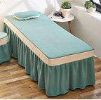 KKLT 4 Sets Cotton Beauty Bedspreads,Soft Breathable Massage Table Sheet Set Salon Bed Cover Massage Table Skirt for Massage Tables-Light Blue 185x70cm(73x28inch)