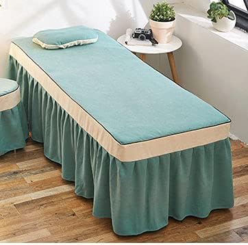 KKLT 4 Sets Cotton Beauty Bedspreads,Soft Breathable Massage Table Sheet Set Salon Bed Cover Massage Table Skirt for Massage Tables-Light Blue 185x70cm(73x28inch)