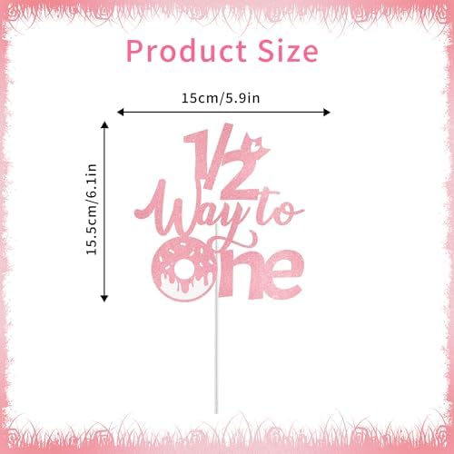 Half Birthday Decorations for Girls, Donut 1/2 Birthday Cake Topper for 6 Months Baby, Halfway to One Baby Girl Party Supplies