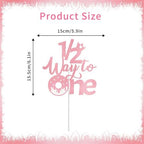 Half Birthday Decorations for Girls, Donut 1/2 Birthday Cake Topper for 6 Months Baby, Halfway to One Baby Girl Party Supplies
