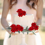 Rsstarxi 9 Pack Red Rose Cake Topper Artificial Flowers Cake Pick Artificial Rose Wedding Cake Decorations for Bridal Shower Birthday Wedding Anniversary Happy Valentine's Day Party Supplies