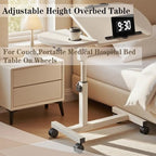 Height and Angle Adjustable Overbed Tables Laptop Stand with Wheels for Couch Hospital Over Bed Table Side Tray Tables Laptop Bed Sofa Side Table