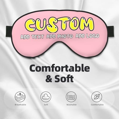 Custom Sleep Mask Add Your Design Personalized Eye Mask with Your Text Logo Photo for Men & Women Customized Masks for Gifts Pink