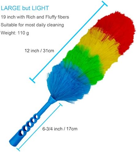 2 Pack Upgrade 19” Static Duster Beandable and Washable - More Fibers Bigger Head Less Loss of Fiber Duster