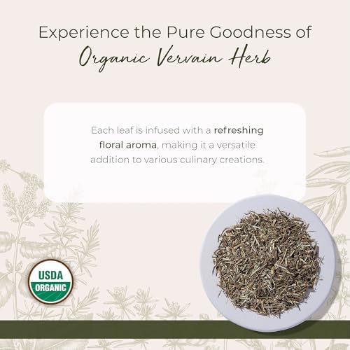 Starwest Botanicals Organic Vervain Herb - Dried Loose Leaf Herb for Tea & Herbal Blends, Cut & Sifted, Certified Kosher, Non-GMO - 4 oz Pouch