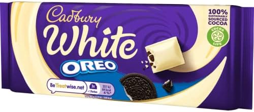 Cadbury Oreo White Chocolate Bar, 120 g, white chocolate with a delicious Oreo filling