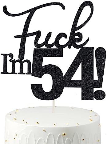 54 Cake Toppers, 54 Birthday Cake Toppers-Black Glitter, Funny 54th Cake Topper for Men,54 Cake Topper For Women, 54th birthday decorations,54th Birthday Cake Topper Fifty four