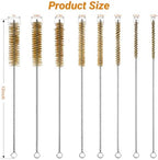 RAWILL 8Pcs Tube Cleaning Brush, Brass Stainless Steel Engine Cleaning Brushes, 12 Inch Long Round Wire Pipe Cleaner for Deep Pipes, Auto Parts, Engine Parts, 8 Sizes