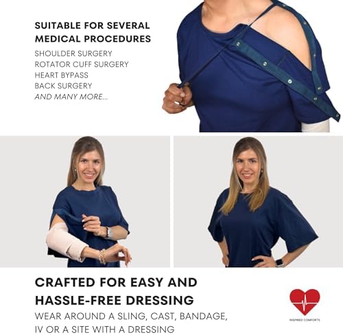 Uni-Sex Shoulder Surgery Recovery and Rehab Shirt with Discreet Shoulder Snaps