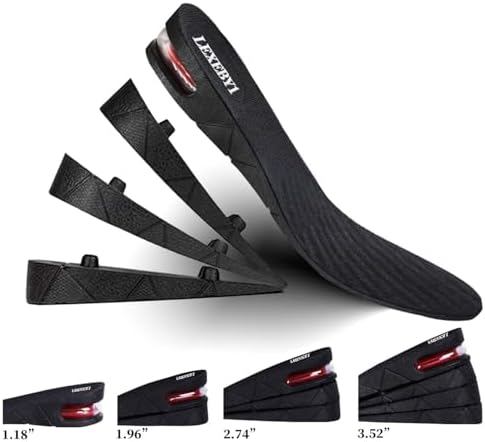 Height Increase Insole, 4-Layer Heel Shoe Lift with Air Cushion Elevator Kits Inserts (ONE Pair) for Men & Women Taller Insoles 1.2" to 3.5” Variable Height