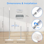 wlich Microfiber Mop for Cleaning Floors,55 Inch Extendable Flat Mop with 4 Reusable Washable Pads, 1 hook, 1 wall piece, and 1 scraper, Wet Dry and Dust Mops for Bathroom Kitchen, Floor,Ceramic Tiles