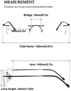 Lanomi Rimless Reading Glasses Blue Light Blocking Ultralight Metal Men Rectangular Reader Aid Anti Blue Eyeglasses