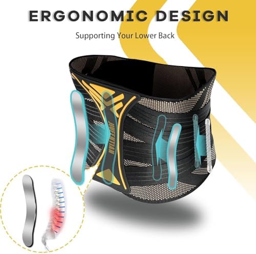 JIUFENTIAN Copper Back Braces for Lower Back Pain with Support System - Lower Back Brace for Herniated Disc,Lumbar supports for Sciatica, Scoliosis,Heavy Lifting and Work(Medium)