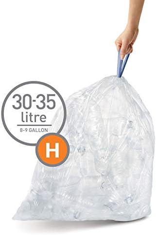 simplehuman CW0286 code H Custom Fit Bin Liner Bulk Pack, Clear Plastic (3 Pack of 20, Total 60 Liners)