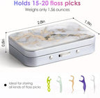 Dental Floss Case, Portable & Lightweight, Perfect for Travel, Hotels, Dinners, Appointments. Light Grey Marble