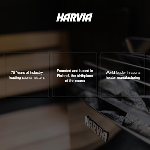 Harvia KIP Sauna Heater, Wall Mounted Electric Sauna Stove, Stainless Steel 220v Heater with Sauna Stones Included, Large Stone Cavity for Maximum Heat Release (6kW - Dials)