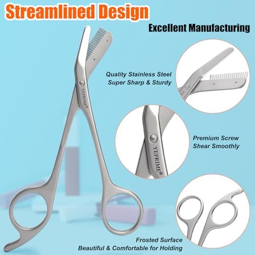 Eyebrow Trimming Scissors with Comb, Gifts For Men Women Stocking Stuffers, Stainless Steel