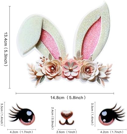 2 Pack Rabbit Cake Topper Easter Cake Topper Bunny Cake Topper Easter Party Cake Topper Decorations (Style 3)