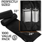 ToughBag 13 Gallon Black Trash Bags, 24 x 33" Black Garbage Bags (1000 COUNT) – Bulk Trash Bag 13 Gallon Tall Kitchen 1000 - Made In USA