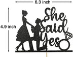 She Said Yes Cake Topper Engagement Party Decor Black Glitter Wedding Cake Topper Bridal Shower Party Decorations