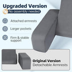 ENITYA 19" Back Support Pillow,Reading Pillow with Attached Arms & Large Pockets, Removable Washable Cover, Wedge for Sitting,Reclining,Watching TV,Post Surgery in Bed,Couch or Floor,Medium Firm,Grey