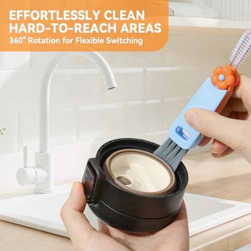 3 in 1 Cup Lid Gap Cleaning Brush Set, Multifunctional Bottle Clean-ing Brush, Cup Lid Gap Cleaner, Home Kitchen Crevice Cleaning Brush Tools (Blue)