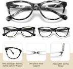 3-Pack Blue Light Blocking Reading Glasses for Women Spring Hinge, Full Frame Cat Eye Readers