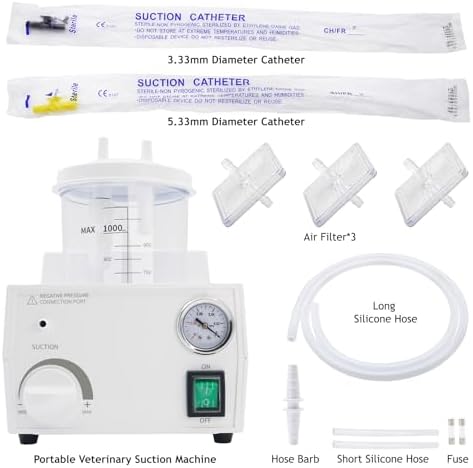 Portable Veterinary Suction Machine for Home Use with 1000ml Capacity, 110V Electric Suction Machine with Adjustable Power, Low Noise