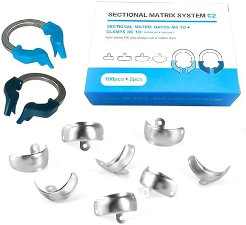 Dental Sectional Matrix System, Dental Sectional Contoured Matrices Refill Matrix Bands, Sectional Contoured Metal Matrices, Nickel Titanium Clamp Ring Resin Holder Clip Ring-C2