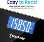 Etekcity Bathroom Scale for Body Weight, Highly Accurate Digital Electronic Weighing Machine for People, LCD Display, Large Size, 6mm Tempered Glass for Safe Home Use, Batteries Included, 400 lbs